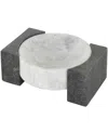 Rosemary Lane Marble Tray With Black Rectangular Blocks, 10" X 8"