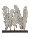 Rosemary Lane Metal Contemporary Feather Sculpture, 21" X 20" In Gray