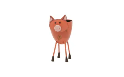 Rosemary Lane Metal Eclectic Planter, 16.20" X 7.80" In Pink