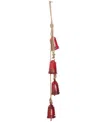 Rosemary Lane Metal Handmade Tibetan Inspired Decorative Cow Bell With Jute Hanging Rope, 4" X 3" X 29" In Red