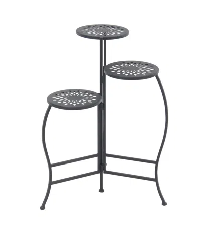 Rosemary Lane Metal Indoor Outdoor 3 Tier Floral Plant Stand In Black