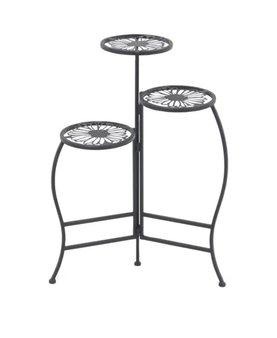 Rosemary Lane Metal Indoor Outdoor 3 Tier Floral Plant Stand In Black