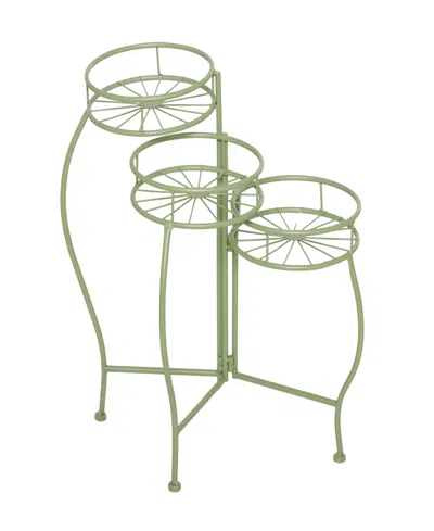 Rosemary Lane Metal Indoor Outdoor 3 Tier Starburst Plant Stand In Green