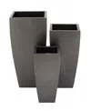 Rosemary Lane Metal Indoor Outdoor Light Weight Planter With Tapered Base And Polished Exterior Set Of 3 In Dark Gray