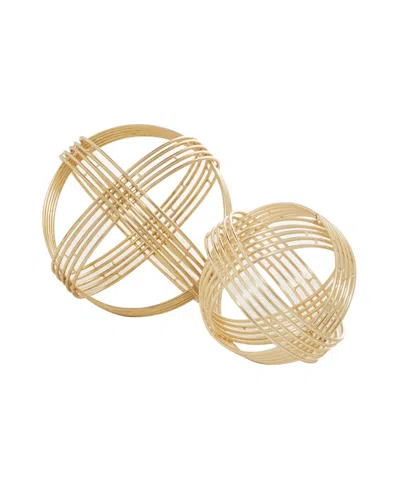 Rosemary Lane Metal Modern Geometric Sculpture, Set Of 2 In Gold-tone