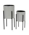 Rosemary Lane Metal Modern Planter, Set Of 2 In Gray