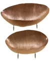 Rosemary Lane Metal Tray, Set Of 2, 36", 29" W In Brown