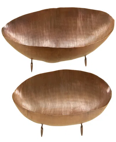 Rosemary Lane Metal Tray, Set Of 2, 36", 29" W In Brown