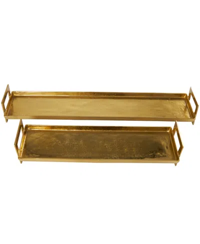 Rosemary Lane Modern Brass Tray, Set Of 2 In Gold