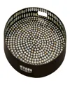 Rosemary Lane Mother Of Pearl Handmade Tray With Slot Handles, 24" X 24" X 3" In Black