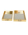 Rosemary Lane Plastic Mirrored Geometric Tray, Set Of 2, 16", 14" W In Gold