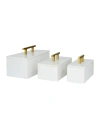 ROSEMARY LANE REAL MARBLE BOX WITH GOLD-TONE HANDLE SET OF 3