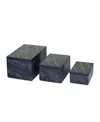 Rosemary Lane Real Marble Box With Gold-tone Linear Lines Set Of 3 In Black