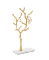 Rosemary Lane Real Marble Tree Jewelry Stand With Rectangular Base, 9" X 3" X 13" In Gold