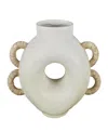 Rosemary Lane Resin 13" Contemporary Vase With Woven Inspired Arched Handles