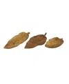 Rosemary Lane Teak Wood Live Edge Leaf Tray, Set Of 3, 22", 21", 15" W In Brown