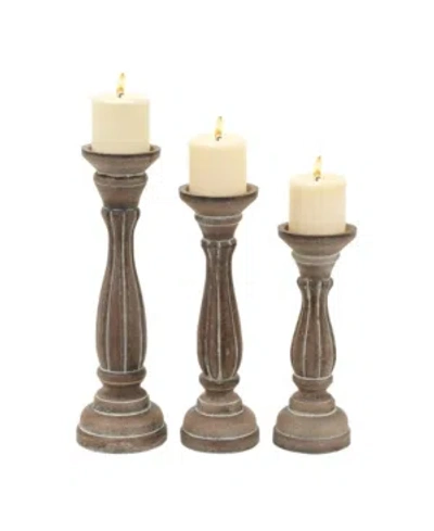 Rosemary Lane Traditional Candle Holders, Set Of 3 In Brown