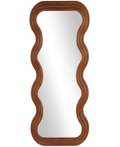 Rosemary Lane Wood 47" Wavy Modern Wall Mirror In Brown