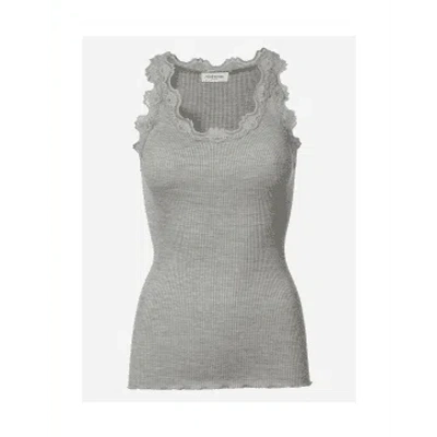 Rosemunde Babette Round Neck Lace Vest Top Col: 008 Light Grey, Size Xs In Gray