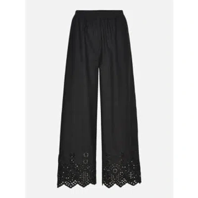 Rosemunde Broderie Anglaise Cotton Trousers In Black