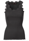 Rosemunde Women's Top With Lace Trim In Dark Grey In Black