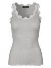 Rosemunde Women's Top With Lace Trim In Light Grey In Gray