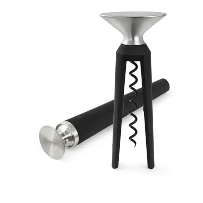 Rosendahl Grand Cru Bottle Opener And Corkscrew, Black/steel, 2 Pcs In Black;steel