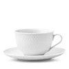 Rosendahl Lyngby Porcelain Rhombe Tea Cup With Matching Saucer, White In White