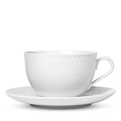 Rosendahl Lyngby Porcelain Rhombe Teacup With Matching Saucer In White
