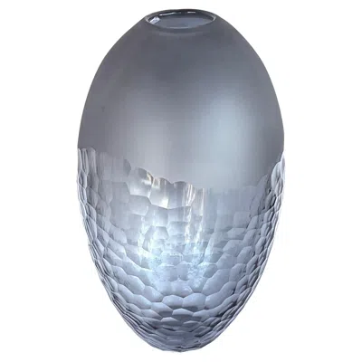 Pre-owned Rosenthal A Large Vintage  Gray Glass Battuto Style Bullet-form Vase