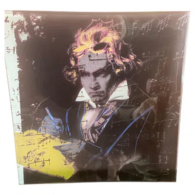Pre-owned Rosenthal Andy Warhol Featuring Beethoven Glass Plate In Brown