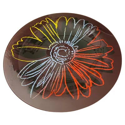 Pre-owned Rosenthal Andy Warhol Flower Glass Plate In Black