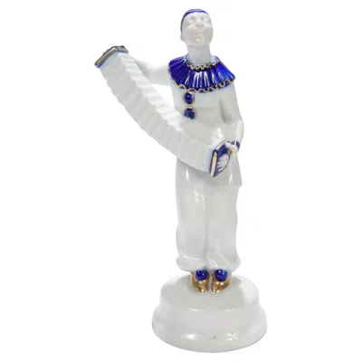 Pre-owned Rosenthal Antique  Porcelain Pierrot Clown Figurine No. 436 By A. Caasmann In Gray