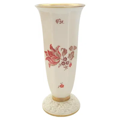Pre-owned Rosenthal , Art Deco Porcelain Trumpet Vase With Flowers & Gilding, Circa 1933 In Gold