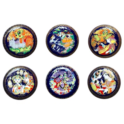 Pre-owned Rosenthal Beautiful Collectible Plates Bjorn Wiinblad, , Germany, 1970s In Black