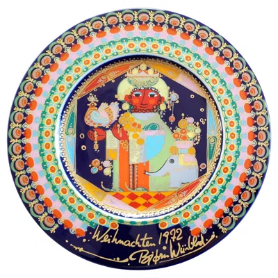Pre-owned Rosenthal Bjørn Wiinblad Christmas Plate 1972 "caspar" In Sand
