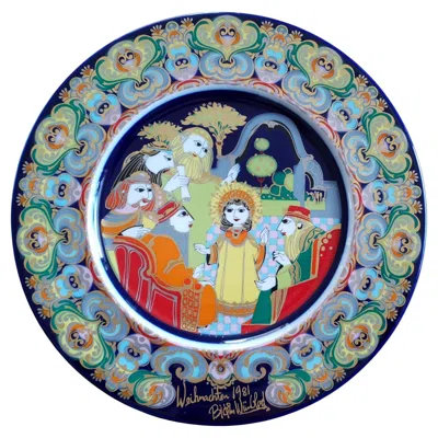 Pre-owned Rosenthal Bjørn Wiinblad Christmas Plate 1981 "boy Jesus At The Temple" In Gray
