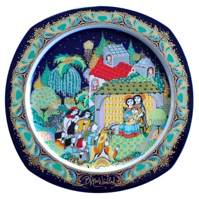 Pre-owned Rosenthal Bjørn Wiinblad Christmas Plate 1983 "nativity Of Jesus" In Blue