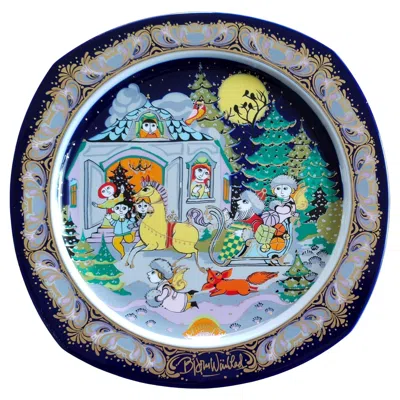 Pre-owned Rosenthal Bjørn Wiinblad Christmas Plate 1984 "christmas Carols" In Gray