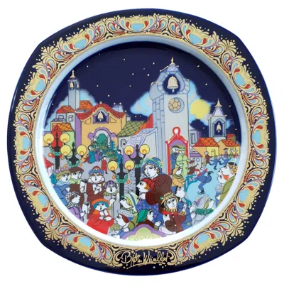 Pre-owned Rosenthal Bjørn Wiinblad Christmas Plate 1988 "christmas Carols" In Gray