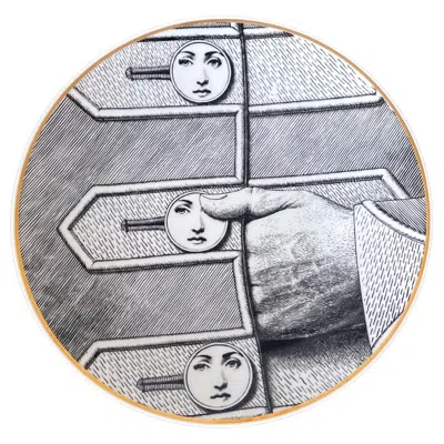 Pre-owned Rosenthal Ceramic Julia Dinner Plate By Fornasetti For  In Gray