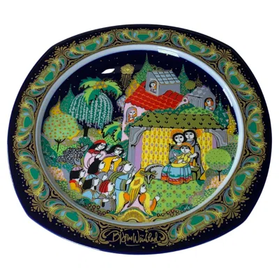 Pre-owned Rosenthal Christmas Songs Plate By Bjorn Wiinblad For  From 1983 In Black
