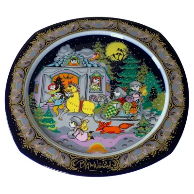 Pre-owned Rosenthal Christmas Songs Plate By Bjorn Wiinblad For  From 1984 In Gray