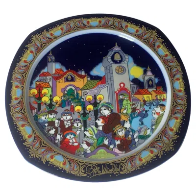 Pre-owned Rosenthal Christmas Songs Plate By Bjorn Wiinblad For  From 1988 In Black