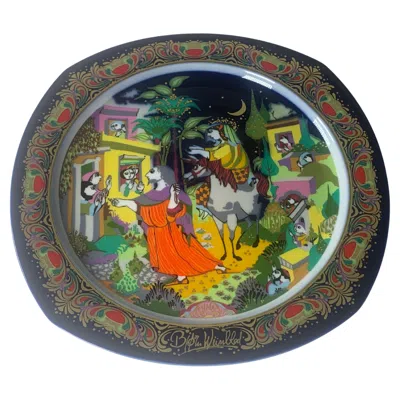 Pre-owned Rosenthal Christmas Songs Plate By Bjorn Wiinblad For  From 1989 In Gray