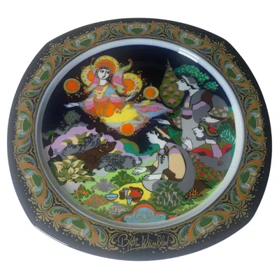 Pre-owned Rosenthal Christmas Songs Plate By Bjorn Wiinblad For  From 1991 In Gray