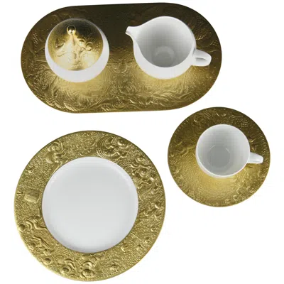 Pre-owned Rosenthal Coffee Dessert Service By  Bjorn Wiinblad 24-karat Plated, 1980 In Brown