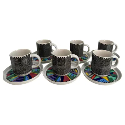 Pre-owned Rosenthal Collection 6 Espresso Coffee Cup And Saucer Art Porcelain  Studio Line In Black