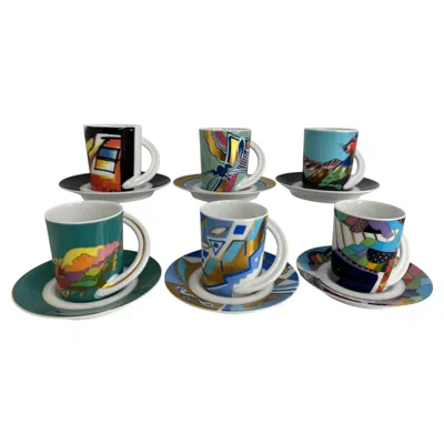 Pre-owned Rosenthal Collection 6 Espresso Coffee Cup And Saucer Art Porcelain  Studio Line In Gray