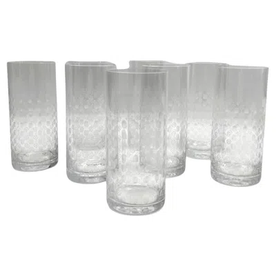 Pre-owned Rosenthal Crystal Water Glasses Richly Decorated 8 Pcs In Transparent